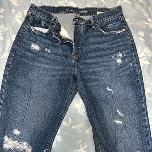 Old Navy Straight Leg Jeans - Dark Blue Distressed